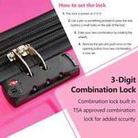 Hardshell Luggage Sets 3 Pcs Spinner Suitcase With Tsa Lock Lightweight 20''24''28'' Rose Red Abs