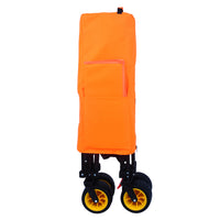 Big Large Capacity Folding Cart Extra Long Extender Wagon Cart Folding Wagon Garden Shopping Beach Cart Black Orange Black Garden & Outdoor Iron,Oxford Fabric