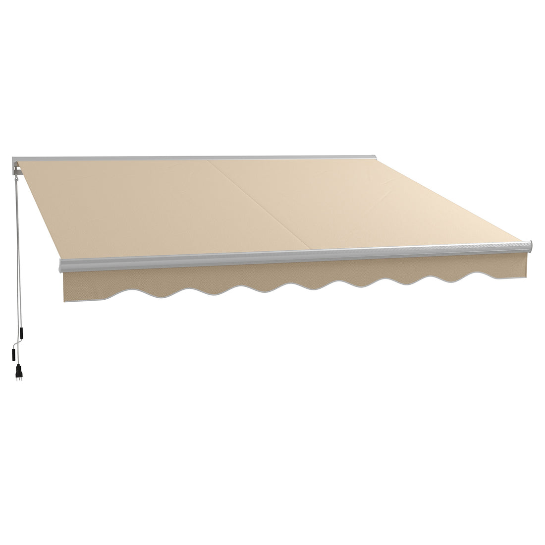 Outsunny 13' X 10' Electric Awning With Led Lights, Retractable Awning, Uv40 Sun Shade Shelter With Remote Controller And Crank Handle For Deck, Balcony, Yard, Cream White Cream White Aluminum