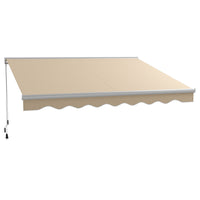 Outsunny 13' X 10' Electric Awning With Led Lights, Retractable Awning, Uv40 Sun Shade Shelter With Remote Controller And Crank Handle For Deck, Balcony, Yard, Cream White Cream White Aluminum