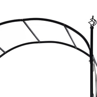 Outsunny 84" Garden Arch Arbor With Gate, Metal Arch Trellis, Garden Archway For Climbing Vines, Wedding Ceremony Decoration, Flourishes & Arrow Tips, Black Black Metal