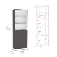 Poole 3 Piece Home Bookcase Set, 67" Wide With 12 Shelves And 2 Door Cabinetliving Room Set Matt Gray White Multicolor Particle Board