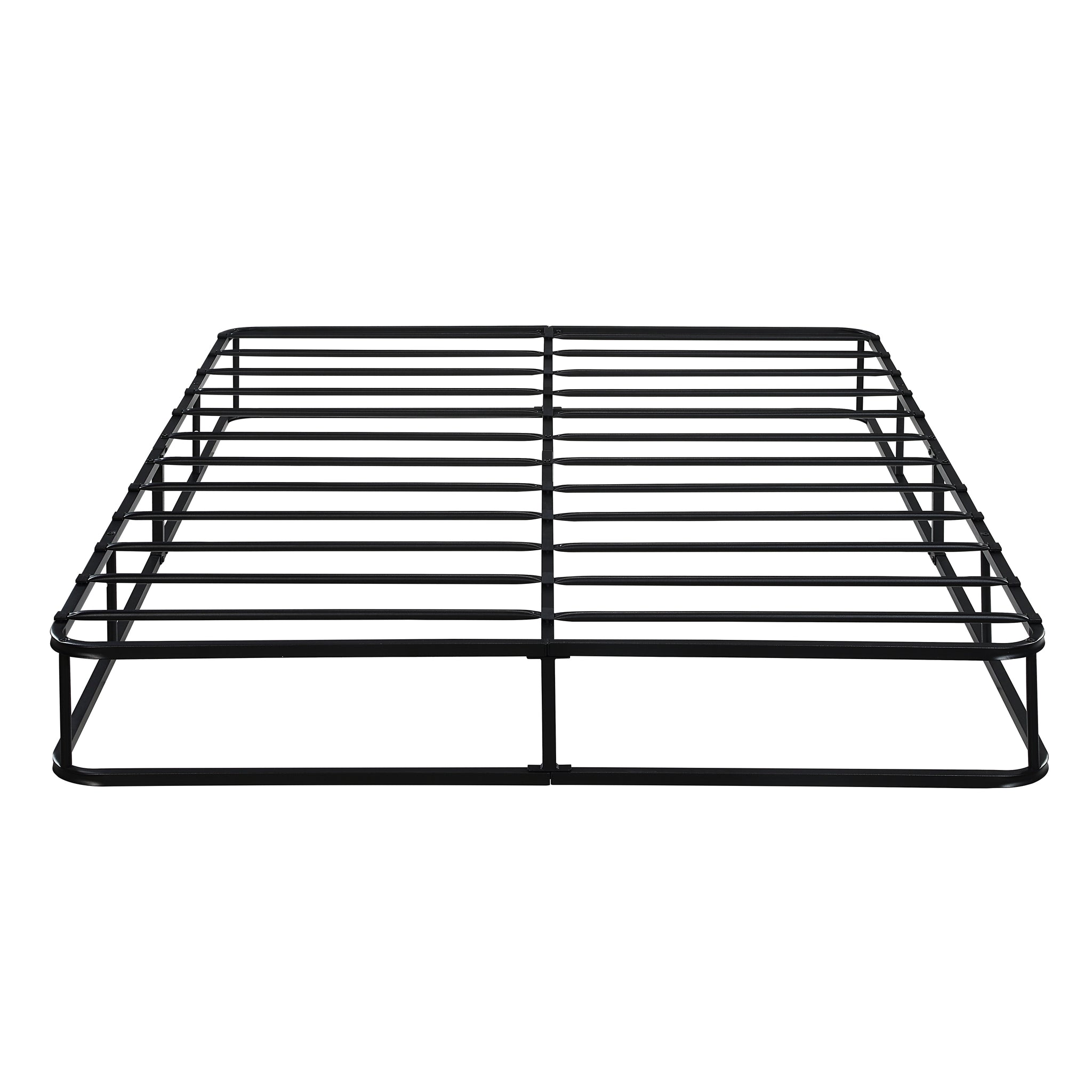 Full Mattress Foundation 1Pc Black Metal Frame With Textured Fabric Cover Full Black Bedroom Metal