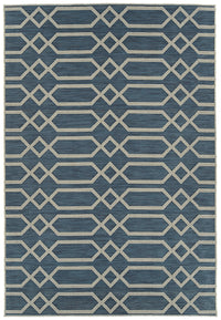 Contemporary, Transitional, Geometric, Textured, High Low Cut & Loop 2' X 6' Runner Blue Polypropylene