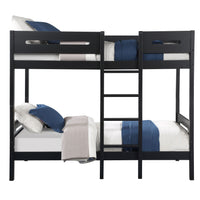 Black Twin Twin Bunk Bed With Ladder Black Bedroom Wood