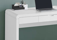 Computer Desk, Home Office, Laptop, Storage Drawers, 48"L, Work, Glossy White Laminate, Contemporary, Modern White Mdf