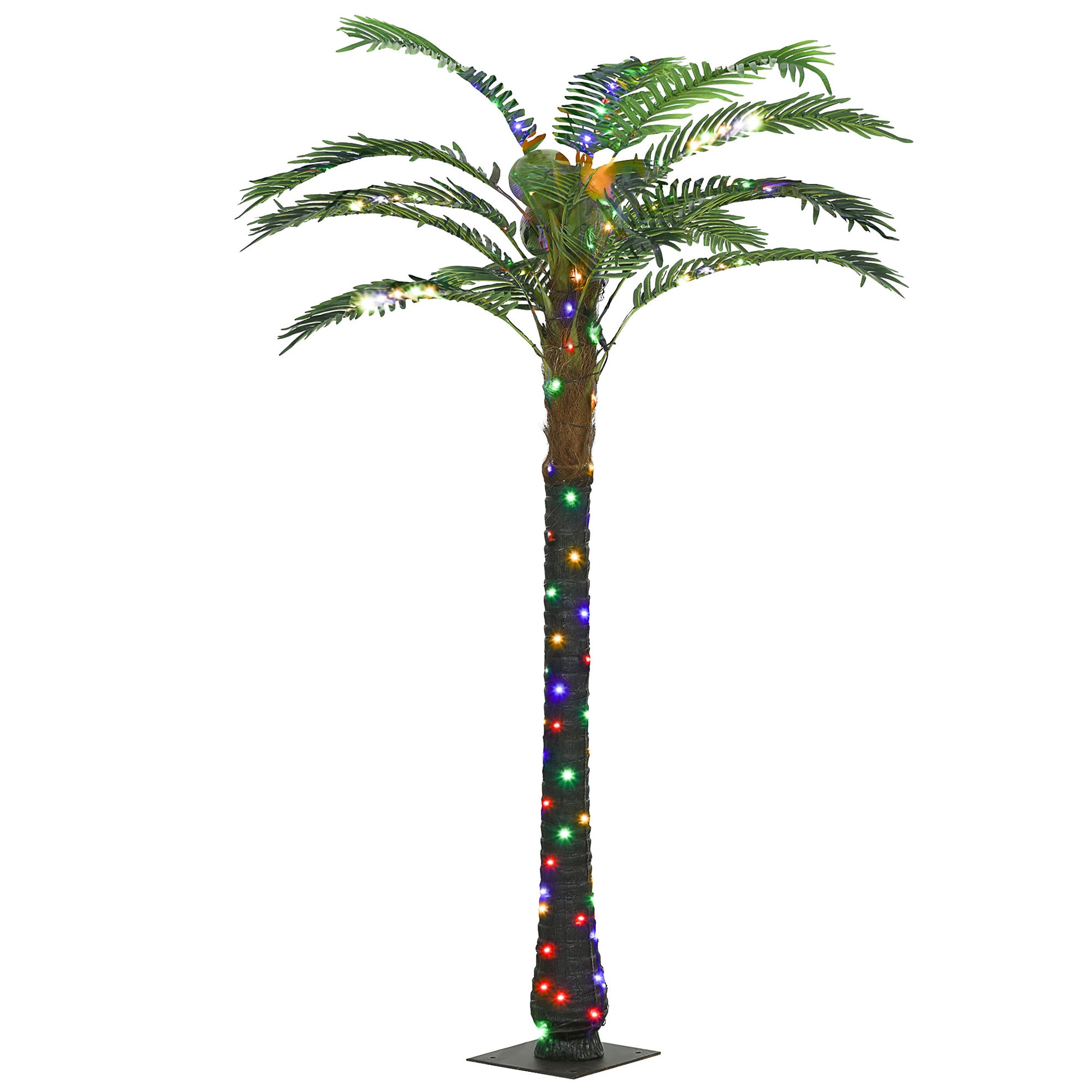 Outsunny 6' Artificial Lighted Palm Tree With 3 Coconuts, 240 Led Light, Color Changing Light Up Tropical Palm Tree With Remote For Indoor, Outdoor, Pool, Party D Cor Green Plastic