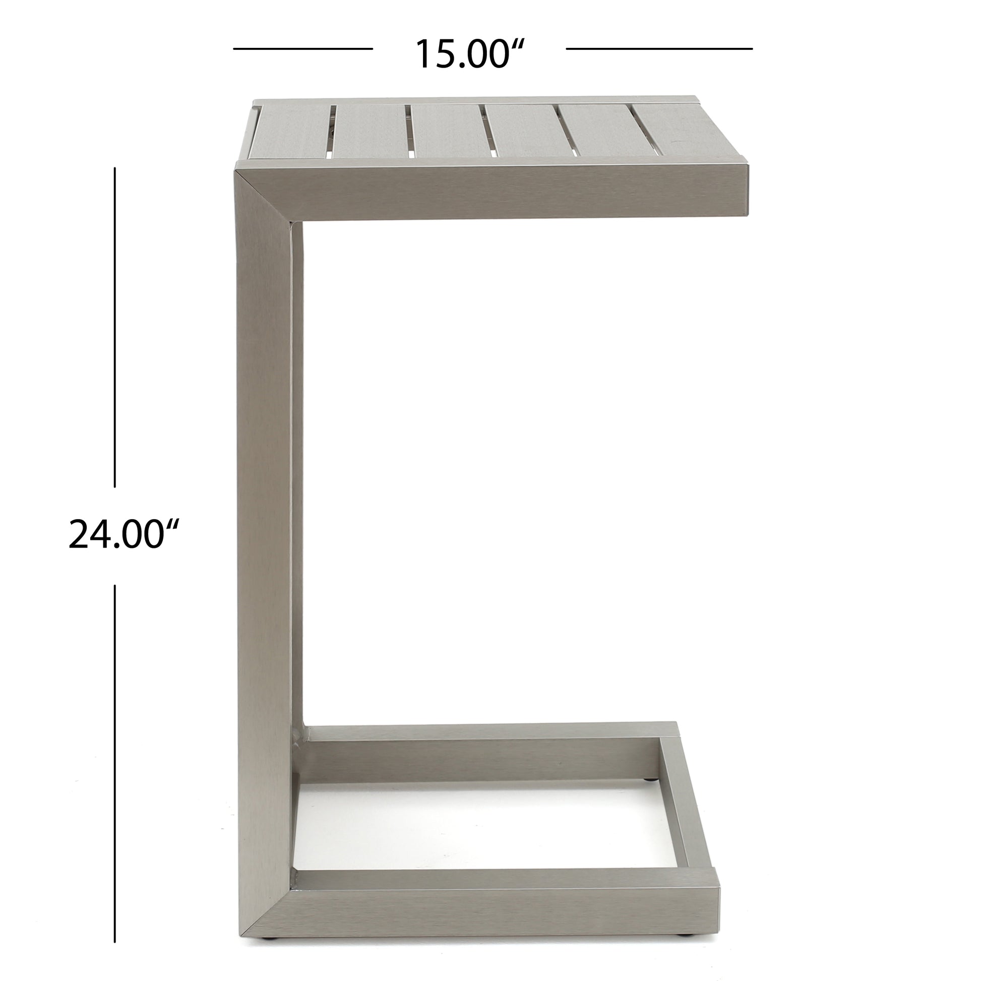 Cape Coral Alu C Shaped Table Silver Aluminium