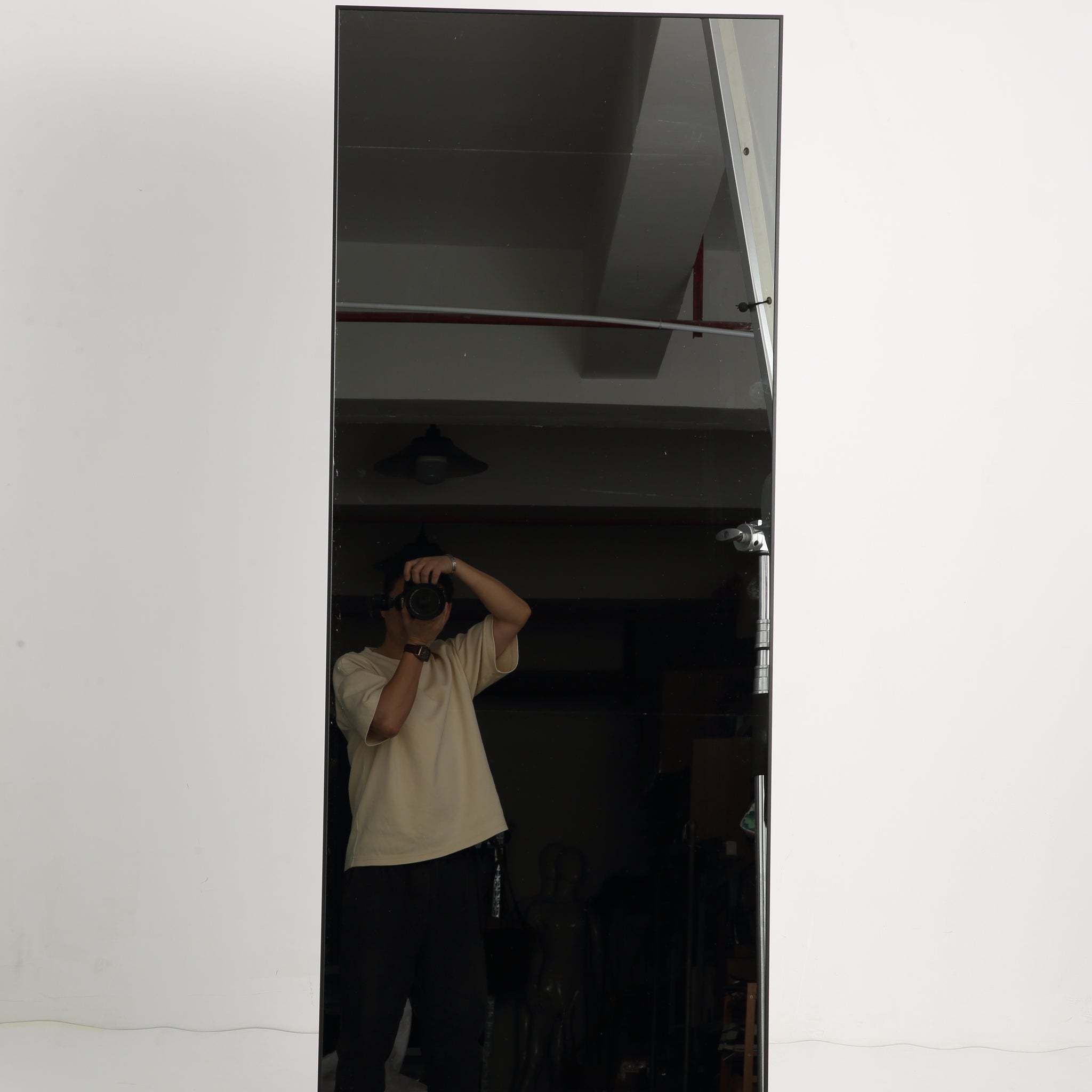Aluminum Floor Mirror Full Length Mirrors Leaning Rounded Corner Rimless Standing Large Mirror Bedroom,Shop,Office,Hotel 5Mm Silver Mirror Black Glass