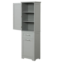 Tall Bathroom Storage Cabinet, Freestanding Storage Cabinet With Two Different Size Drawers And Adjustable Shelf, Mdf Board With Painted Finish, Grey Grey Mdf