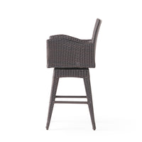 Modern Outdoor Multi Brown Wicker Swivel Barstool With Tapered Legs, 1 Piece Yes Brown Multi Weather Resistant Frame Garden & Outdoor Pe Rattan Iron Waterproof Fabric