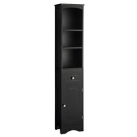 Tall Bathroom Cabinet, Freestanding Storage Cabinet With Drawer, Mdf Board, Adjustable Shelf, Black Black Mdf