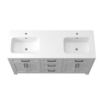 Solid Wood 60 Inch Bathroom Vanity With Double Sink Combo, Modern Vanity Cabinet With 4 Soft Closing Doors & 3 Full Extension Dovetail Drawers Light Grey 3 Light Grey 4 4 48 In & Above 32 To 35 In Soft Close Doors Bathroom Freestanding Luxury,Modern 20