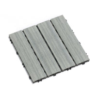 Patio Floor Tiles Pack Of 22 Wpc Wood Plastic Composite Patio Deck Tiles Diy Interlocking Decking Tiles, Quick Deck Floor Tile, Court Tile, Water Resistant Indoor Outdoor 11.8" Skygrey Light Gray