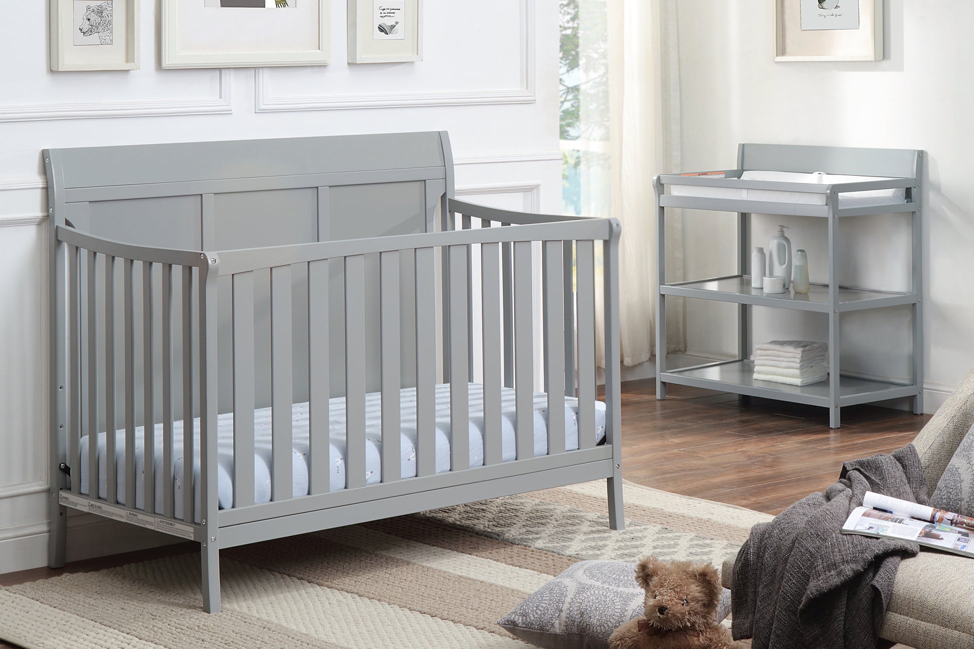 Shailee 4 In 1 Convertible Crib Gray Grey Wood