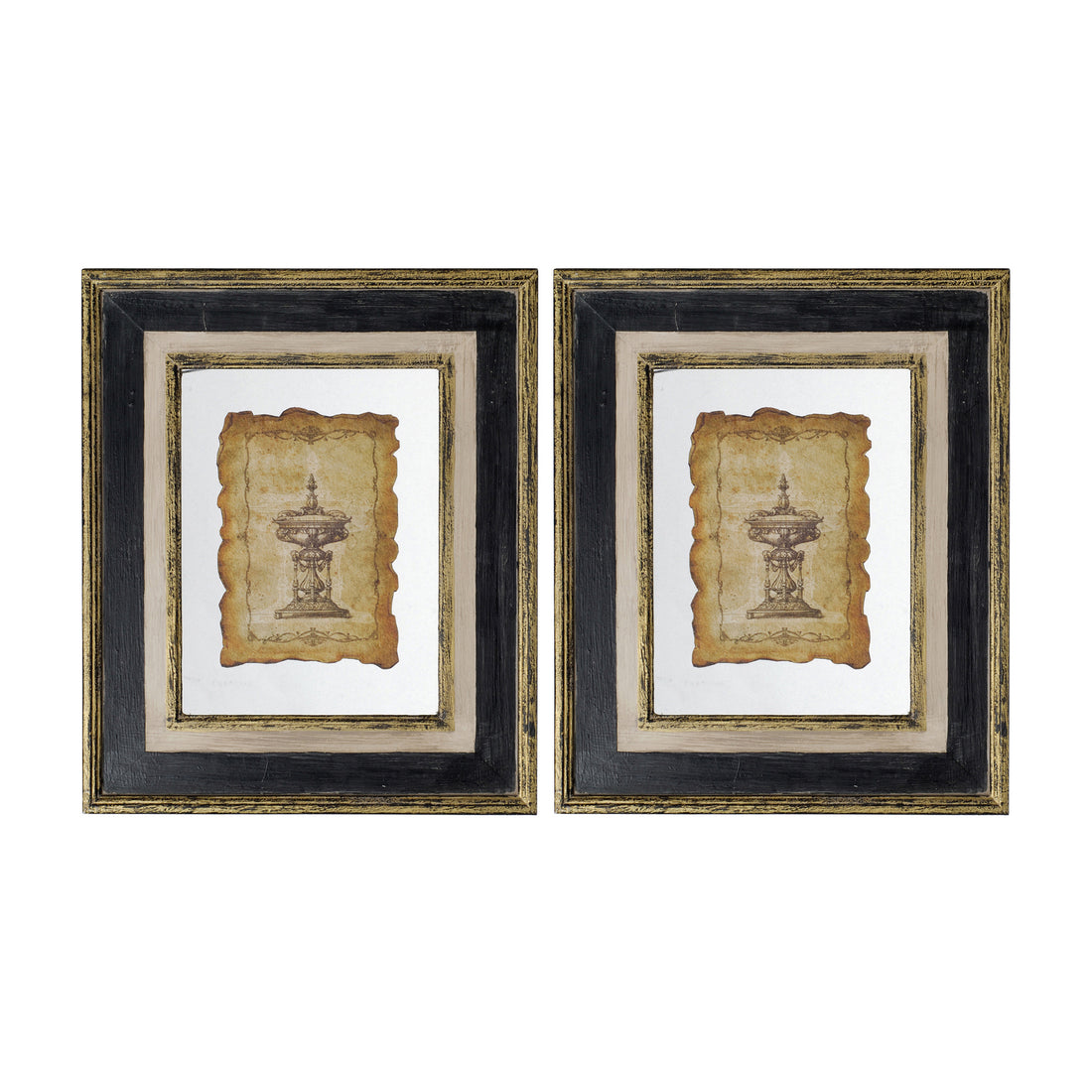 18X22" Lucian Framed Antiqued Sculpture Print,2 Piece Multicolor Wood