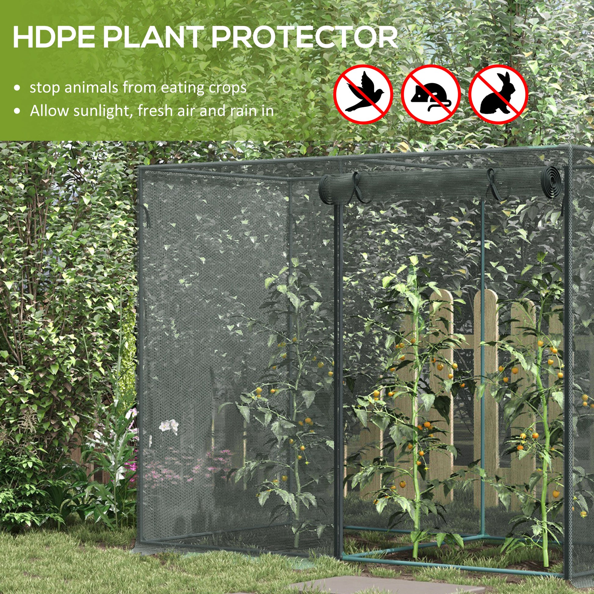 Outsunny 6' X 3' Crop Cage, Plant Protection Tent With Zippered Doors For Vegetable Garden, Backyard, Black Black Steel