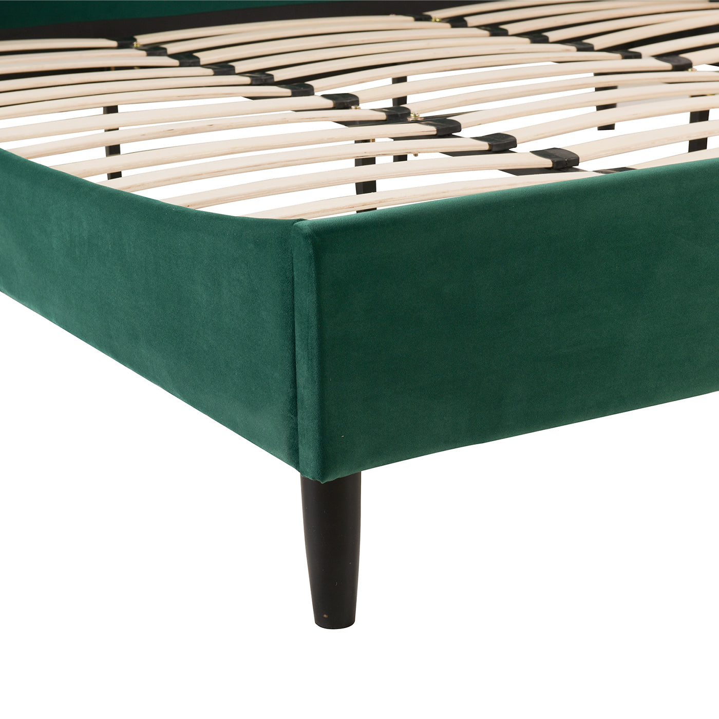 Aspen Vertical Tufted Modern Headboard Platform Bed Set, King, Evergreen Velvet Box Spring Not Required King Green Wood Foam Velvet Velvet