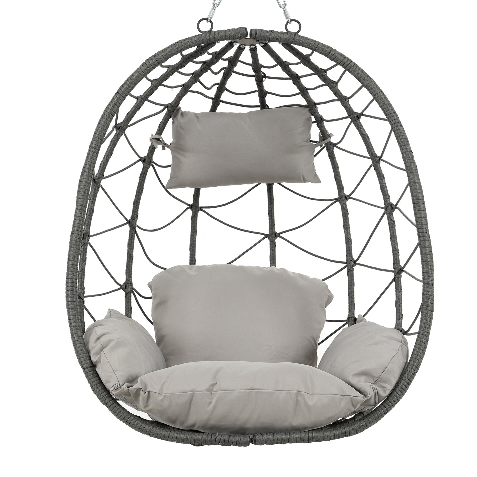 Egg Chair With Stand Indoor Outdoor Swing Chair Patio Wicker Hanging Egg Chair Hanging Basket Chair With Stand For Bedroom Living Room Balcony Gray Steel