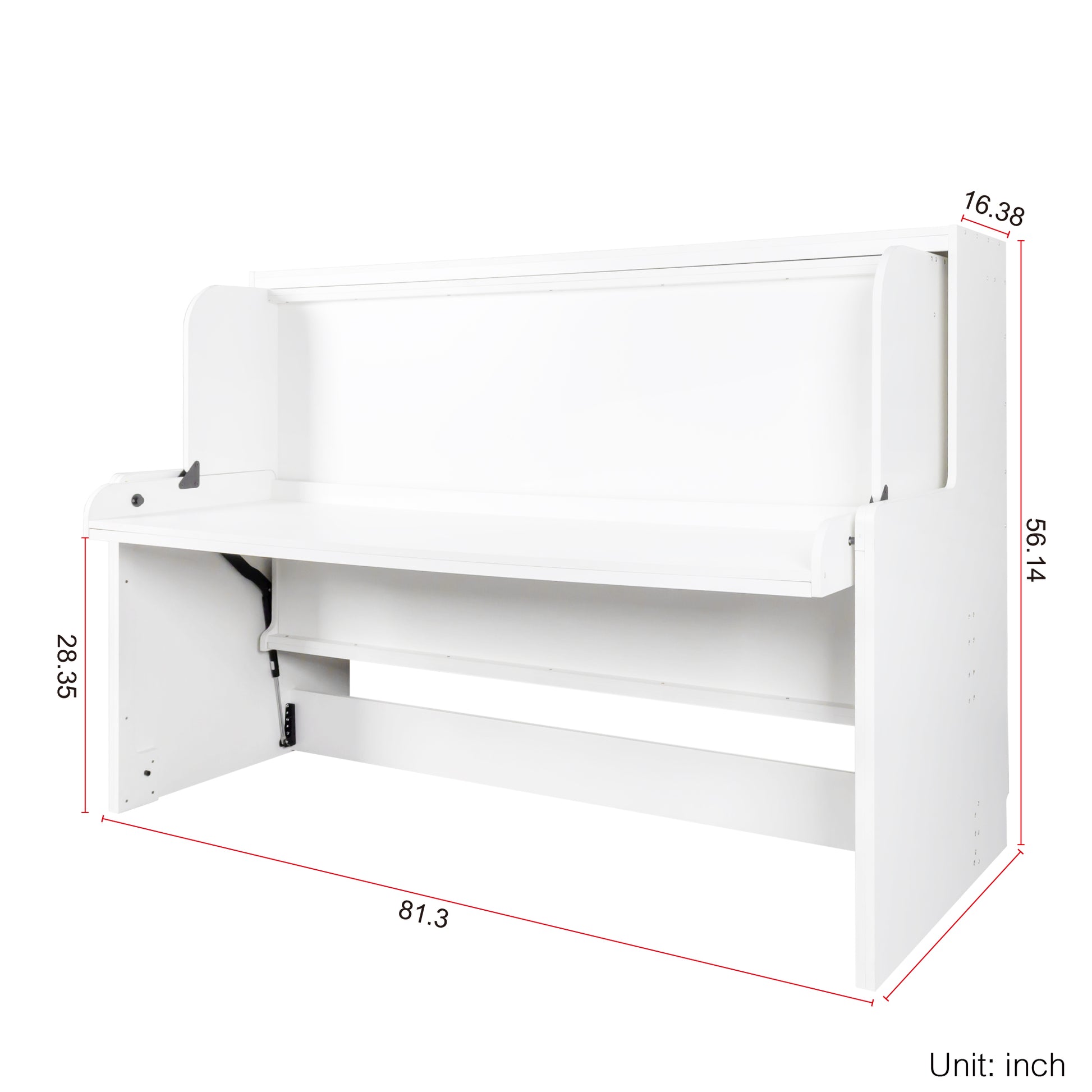 Murphy Bed With Desk, Ideal Bedroom Furniture For Small Spaces, Horizontal & Vertical Pull Out Beds And Space Saving Furniture, Foldable Beds Horizontal Single White Particle Board Mdf