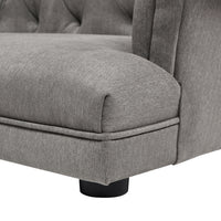 Kiki 36.5" Chesterfield Dog Sofa Bed, Medium, Uptown Gray Stain Resistant High Performance Polyester Gray Foam Polyester