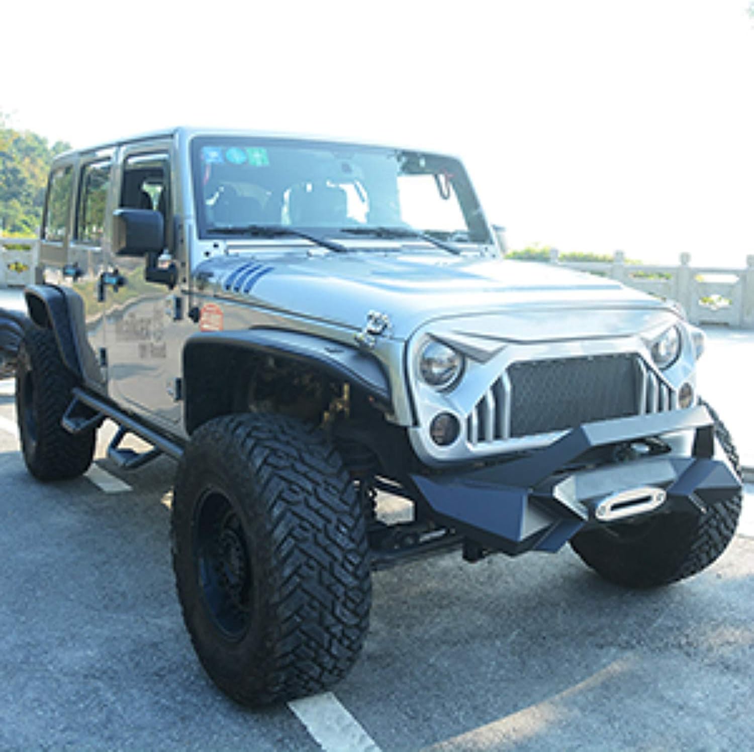 Front Bumper With Winch Plate Compatible With Wrangler Jk 2007 2018 Heavy Duty Black Textured Manganese Steel Construction, Perfect For On And Off Road Use Black Iron