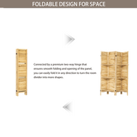 4 Panel Wood Room Divider Screen With Shelves Freestanding Partition With Display Shelves Natural Color Natural Wood Modern Wood