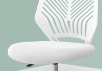 Office Chair, Adjustable Height, Swivel, Ergonomic, Computer Desk, Work, Juvenile, White Mesh, Black Metal, Contemporary, Modern White Foam Polyester