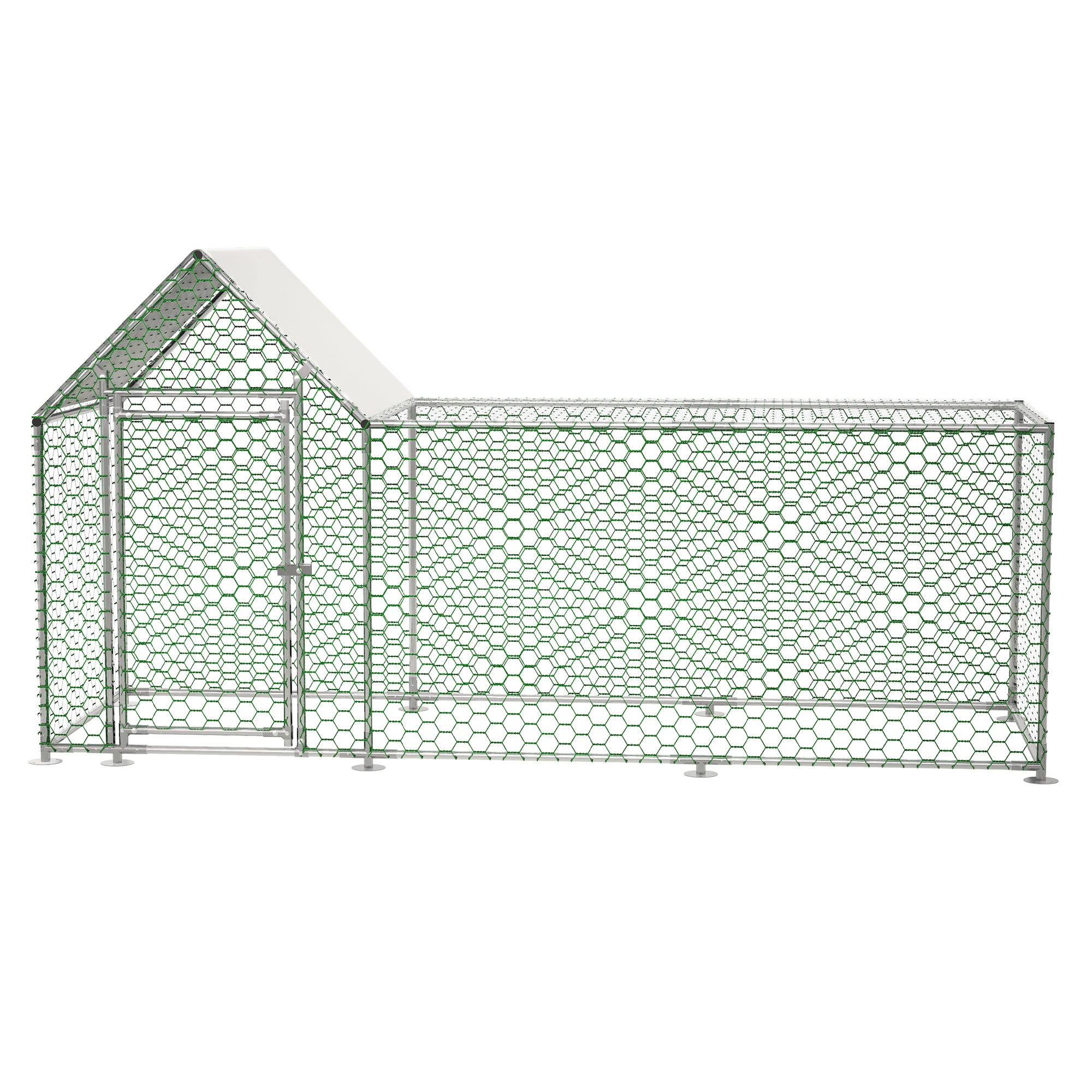 10X3Ft Metal Chicken Coop Run Backyard Hen House Poultry Habitat Cage W Cover Silver Metal