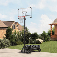 Soozier Portable Basketball Hoop, Fully Foldable Basketball Goal, 4.3 10.2Ft Height Adjustable Basketball System With 4 Wheels And Extra Wide Base For Teenagers, Youth & Adults Black Steel