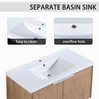 Modern Design 36 Inch Float Mounting Bathroom Vanity With Sink Soft Close Door,2 Doors 00636 Imo Kd Packing Imitative Oak 2 1 Bathroom Wall Mounted Modern Plywood Plywood