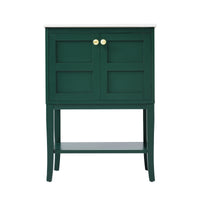 24'' Bathroom Vanity With Top Sink, Modern Bathroom Storage Cabinet With 2 Doors, Single Sink Bathroom Vanity Green 2 1 Adjustable Hinges Bathroom Freestanding Modern Solid Wood Mdf Resin Painted