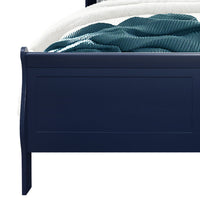 Charlston Blue Full Bed With Led Blue Solid Wood Mdf