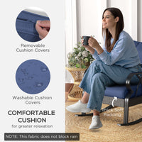 Outsunny Outdoor Wicker Rocking Chair With Padded Cushions, Aluminum Furniture Rattan Porch Rocker Chair W Armrest For Garden, Patio, And Backyard, Navy Blue Blue Aluminum