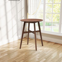 3 Pieces Bar Table Set,Modern Round Counter Height Pub Table, Wooden High Top With Bar Stools Pub Dining Set For Kitchen,Restaurant,Cocktail Bar,Walnut Walnut Solid Wood Mdf