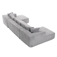 Arrived 131'' Modular Sectional Couch, U Shaped Sofachaise Lounge, Striped Fabric,Upholstered 4 Seater Couch For Living Room, Bedroom, Free Combination Sofa Corduroy , Gray Gray Polyester Primary