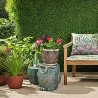Owl Garden Stool Lots Of Scene Pictures Antique Green Magnesium Oxide