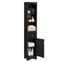 Tall Bathroom Cabinet, Freestanding Storage Cabinet With Drawer, Mdf Board, Adjustable Shelf, Black Black Mdf