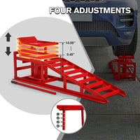 2 Pack Hydraulic Car Ramps 5T 11000Lbs Low Profile Car Lift Service Ramps Truck Trailer Garage,Height Hydraulic Vehicle Ramps Red Red Metal