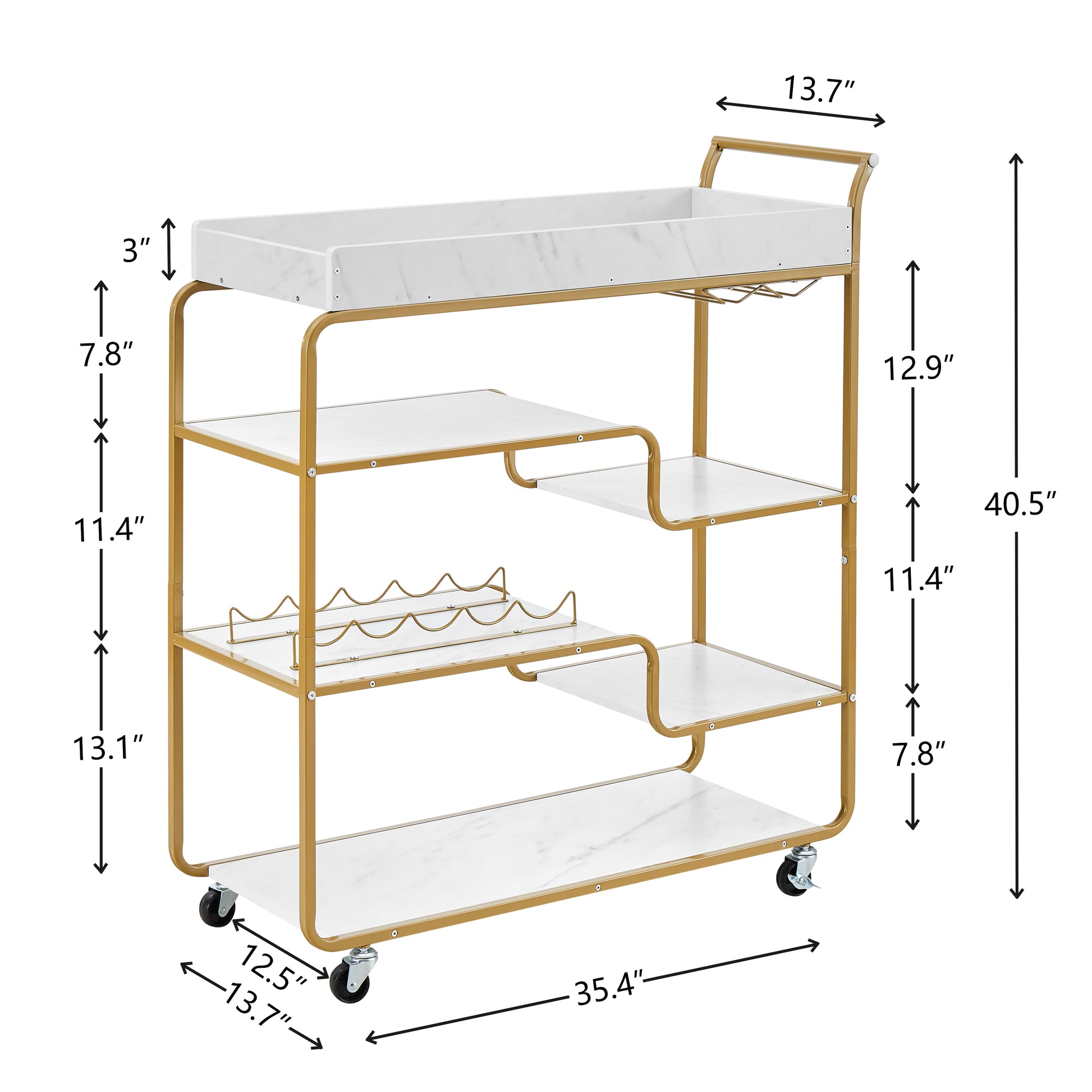 6 Tier Bar Cart, Slide Bar Serving Cart, Retro Style Wine Cart For Kitchen, Beverage Cart With Wine Rack And Glass Holder, Rolling Drink Trolley For Living Room, Dining Room Gold Metal Metal,Particle Board