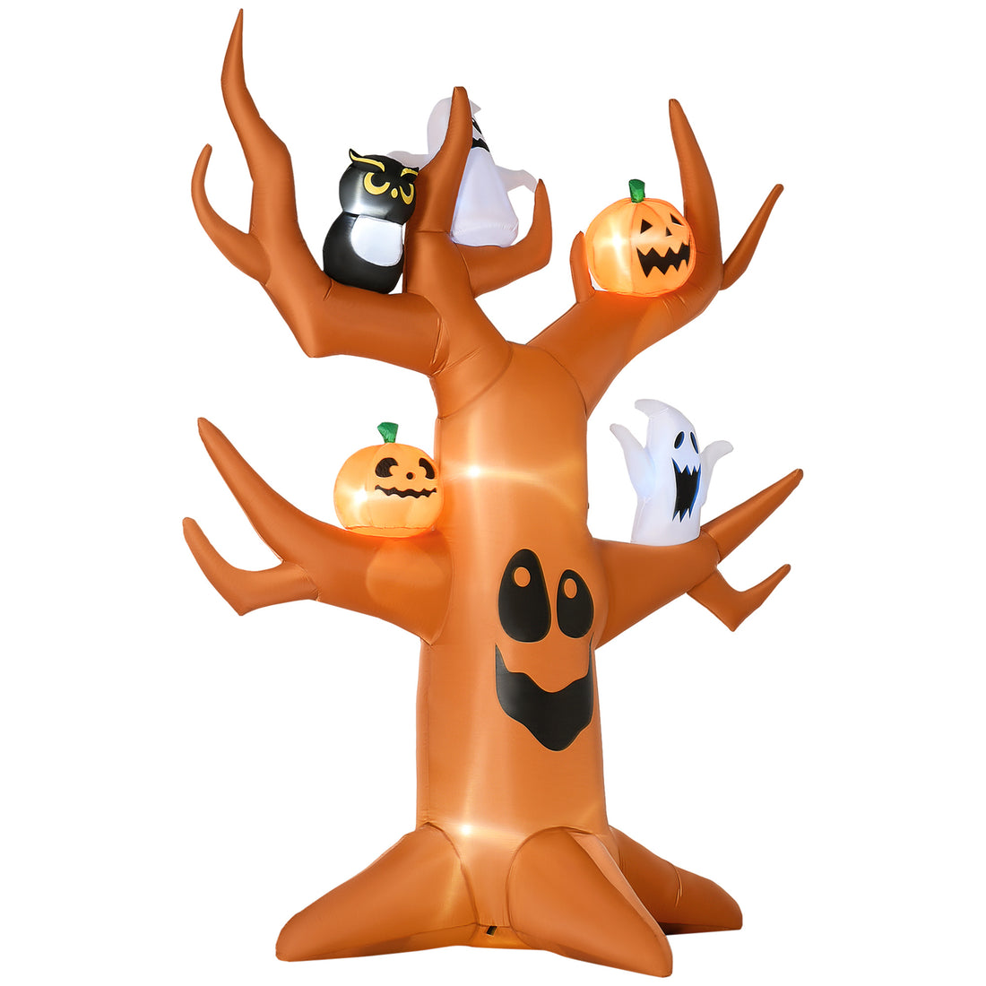 Outsunny 9Ft Halloween Inflatables Outdoor Decorations, Haunted Tree With Pumpkin, Ghosts And Owl, Blow Up Led Yard Decor For Garden, Lawn, Party, Holiday, Waterproof Brown Polyester