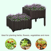 Outsunny 2 Piece Raised Garden Bed With Legs, Self Watering Planter Box Raised Bed To Grow Flowers, Herbs & Vegetables, Gray Matte Brown Polypropylene