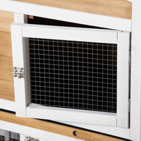 Pawhut 90.5" Wooden Rabbit Hutch Bunny Cage Pet Playpen House Enclosure With Double Side Run Boxes, No Leak Tray, Ramp, For Guinea Pig And Small Animals, White White Wood