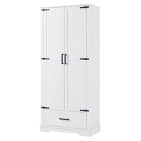 Tall Bathroom Storage Cabinet, Cabinet With Two Doors And One Drawer, Adjustable Shelf, Mdf Board, White White Mdf