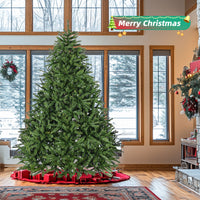 7Ft Pre Lit Artificial Holiday Christmas Tree For Home, Office,Party Decoration W 700 Warm White Lights, 2231 Branch Tips, Easy Assembly, Metal Hinges & Foldable Base Green Pvc