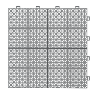 12 X 12 Inch Gray Interlocking Deck Tiles Plastic Waterproof Outdoor All Weather Anti Slip Bathroom Shower Balcony Porch Strong Weight Capacity Upto 6613 Lbs, Rosette Pattern Pack Of 12 Gray American Design,American Traditional Plastic