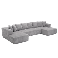 Arrived 131'' Modular Sectional Couch, U Shaped Sofachaise Lounge, Striped Fabric,Upholstered 4 Seater Couch For Living Room, Bedroom, Free Combination Sofa Corduroy , Gray Gray Polyester Primary