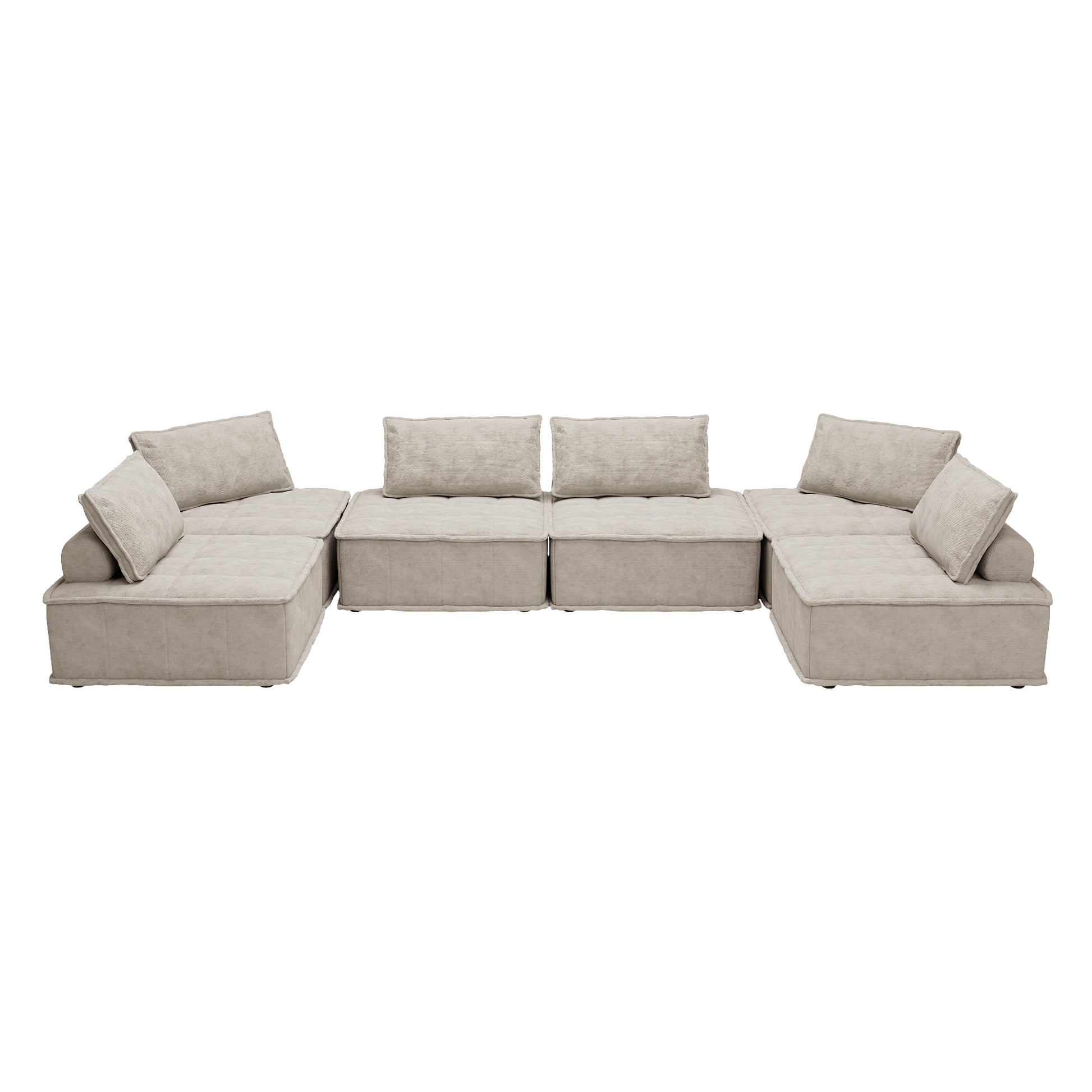 6 Piece Oversized Modular Sofa, Customizable Layout For Living Room, Entertainment Rooms, And Open Spaces, Moveable Cushions And Sleek Design Beige Color Beige Chenille 6 Seat