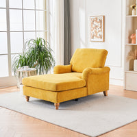 Modern Mid Century Indoor Oversized Chaise Lounger Comfort Sleeper Sofa With Soild Wood Legs Yellow Foam 1 Seat