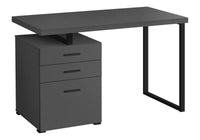 Computer Desk, Home Office, Laptop, Left, Right Set Up, Storage Drawers, 48"L, Work, Grey Laminate, Black Metal, Contemporary, Modern Grey Particle Board